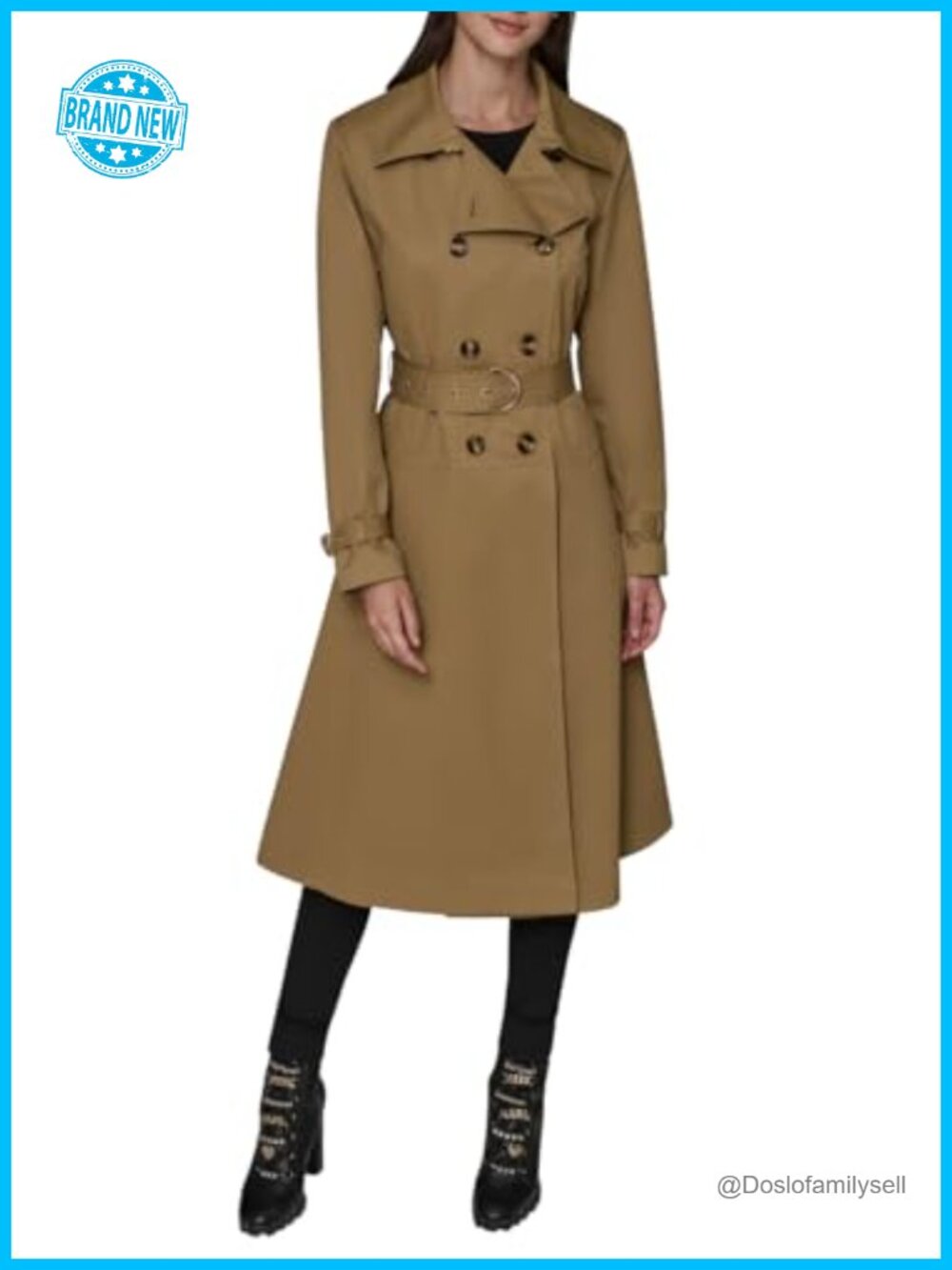 Karl Lagerfeld Women's Flared Trench Coat Long Sleeve Cold Weather Layer